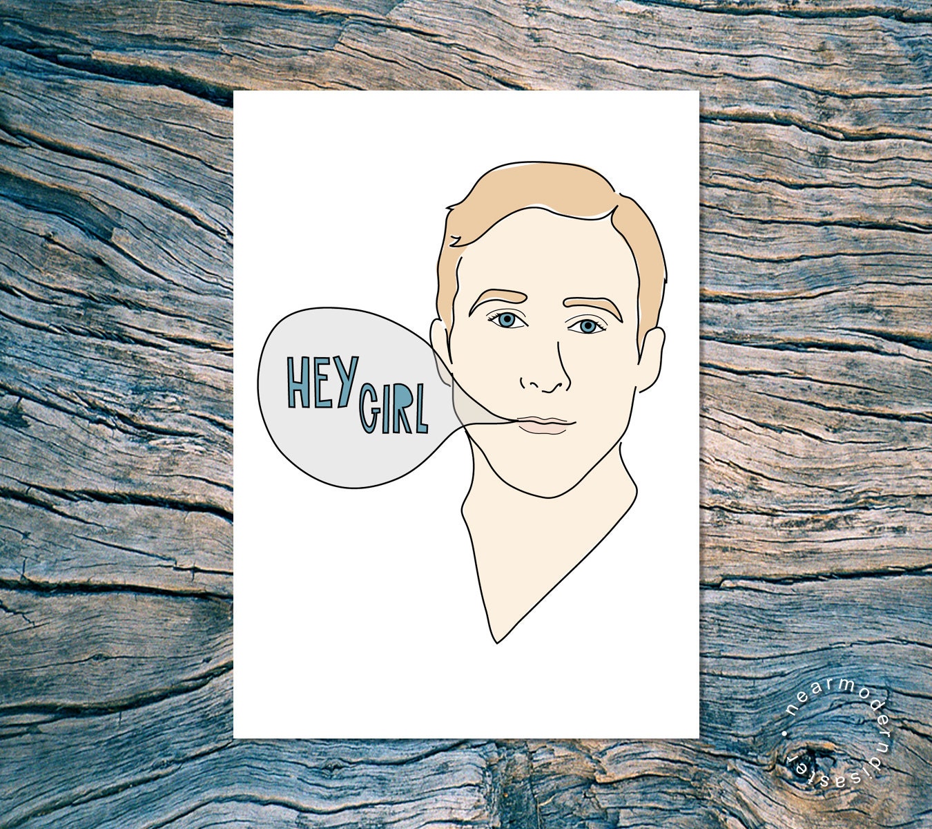 HEY GIRL folded note card with envelope