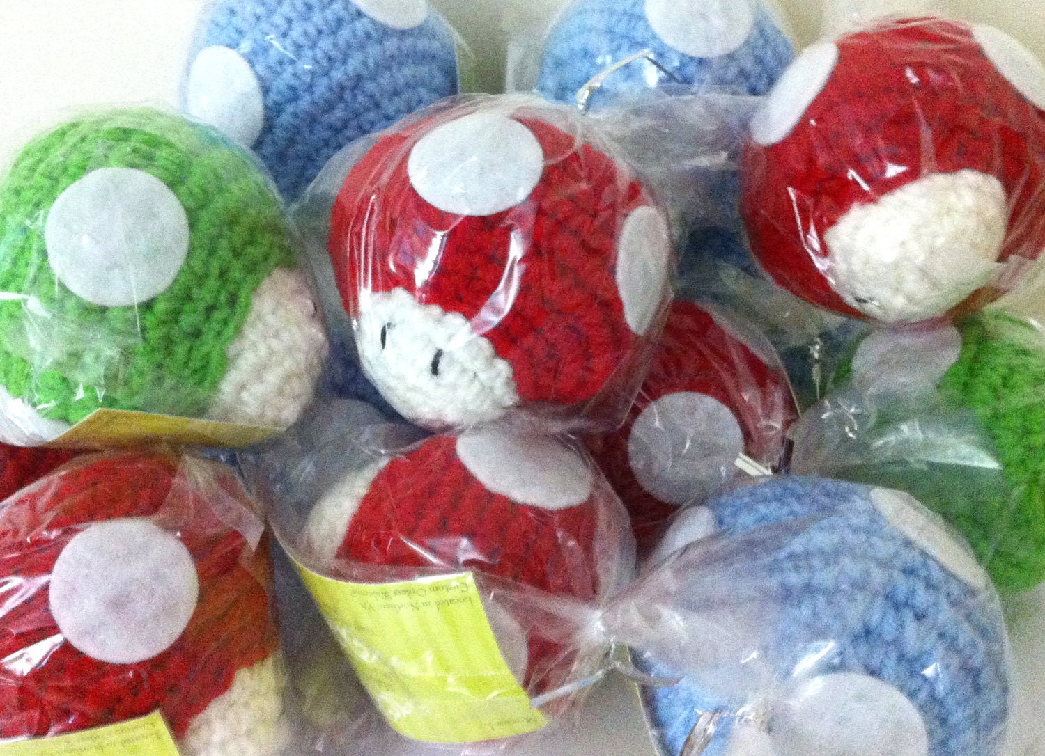 SALE- RED Power-Up Mushrooms - Amigurumi - Surplus - Clearance
