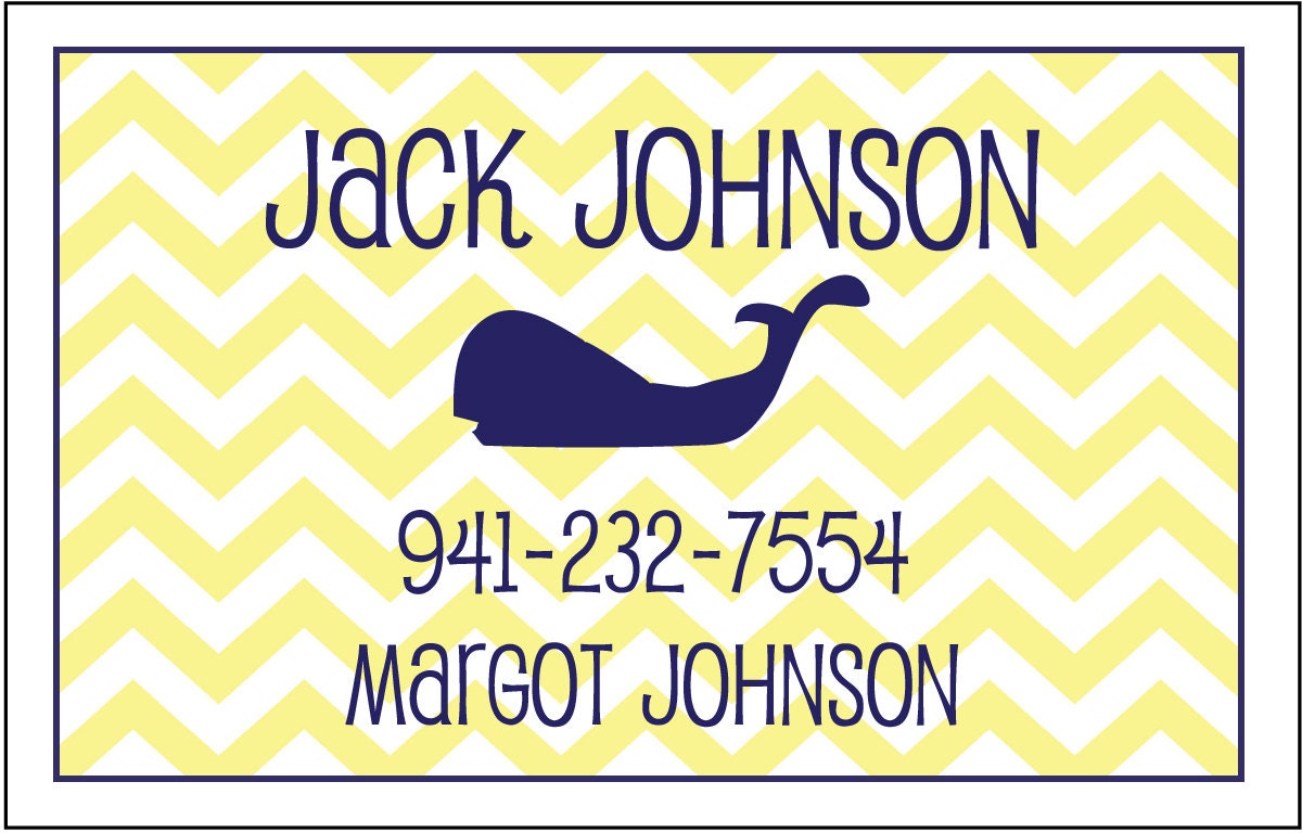 WATERPROOF Children's Chevron Custom Diaper Bag Tag Whale or Alligator Chevron (Backpack Tag or Keychain)