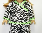 Zebra print pajamas for American girl doll