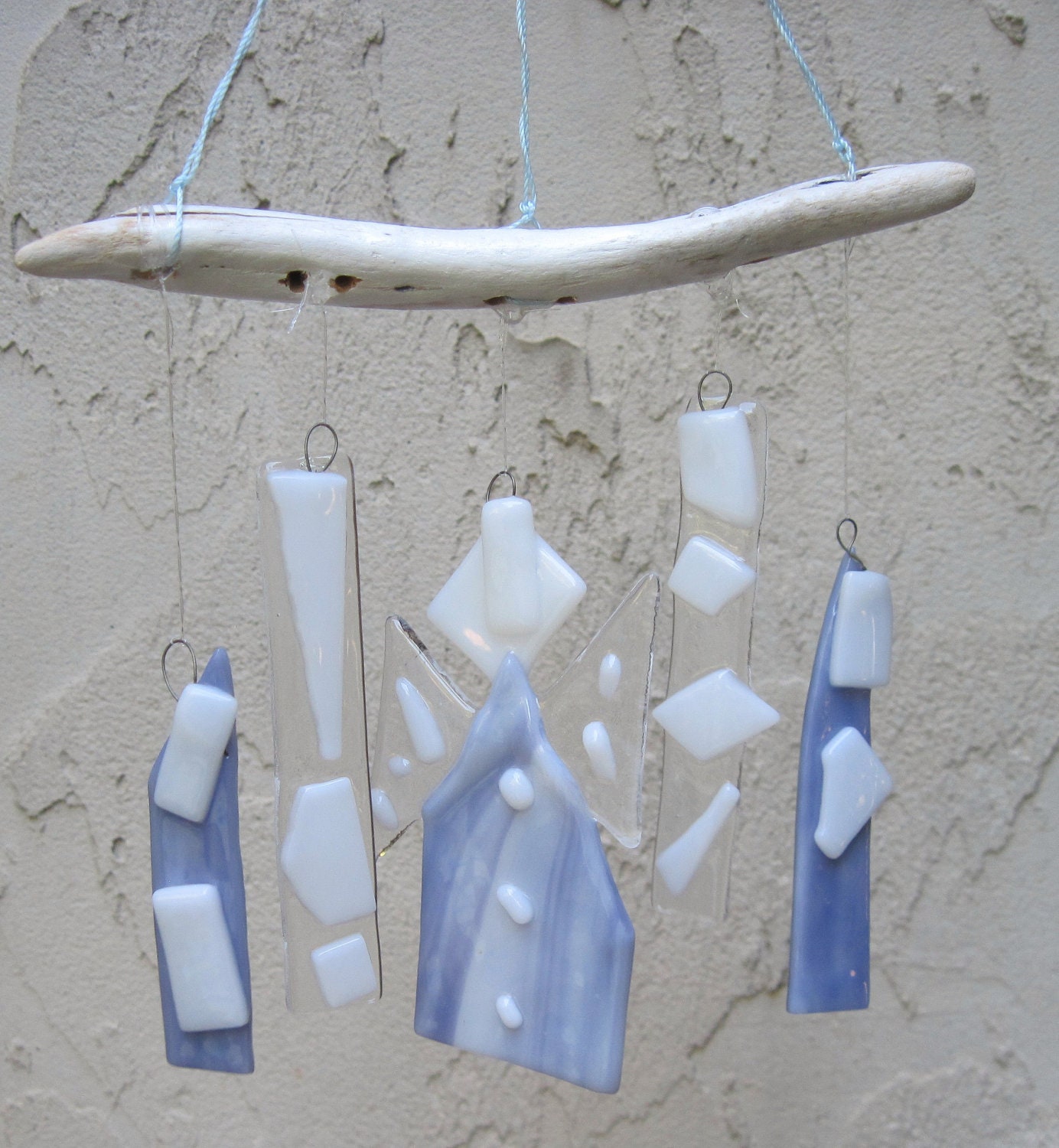 Blue Guardian Angel Glass  Wind Chime Light Catcher