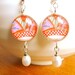 Japanese  Earrings Chiyogami Washi Paper Pearls