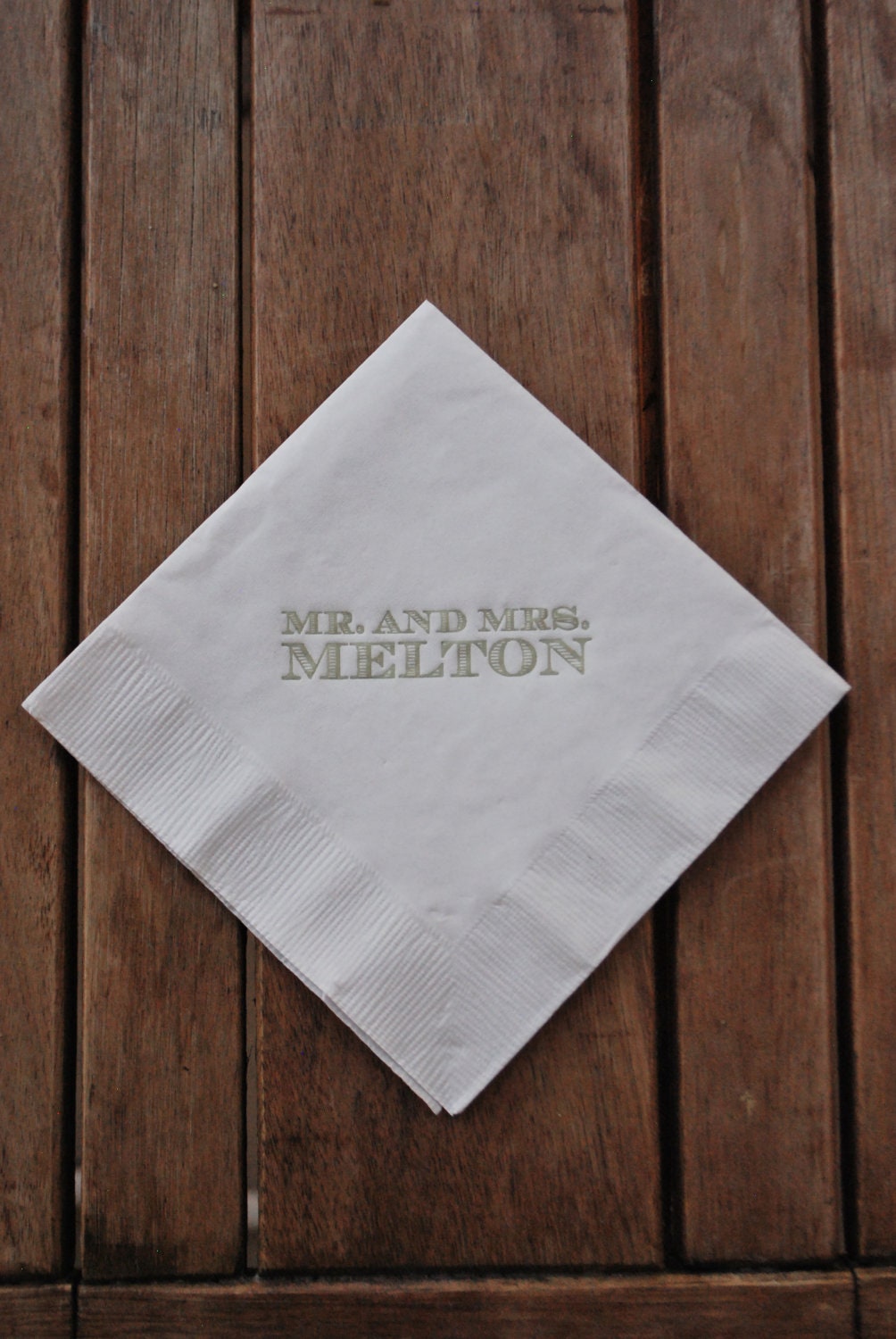 Personalized Paper Cocktail Napkins: Mr. and Mrs.