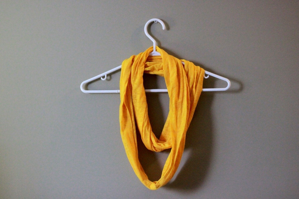 Citrine Infinity Scarf Circle Cowl Scarf. Yellow Jersery. For Her. For Him. Unisex Fashion. Mustard Scarf. Soft Lightweight. Winter.