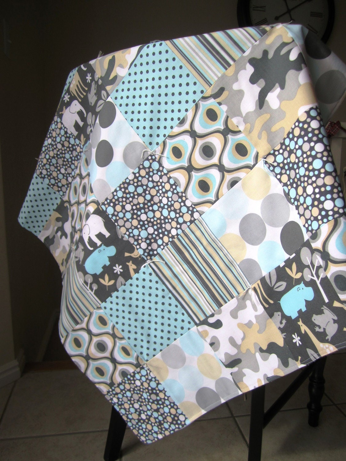 Zoology Patchwork Quilted Baby Blanket