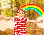 Rainbow Raindrops and Clouds Paper Garland - April Showers, Baby Showers, party decorations