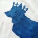 Mind the Yap Welsh Corgi British royalty hand stenciled blue white t shirt OOAK upcycled