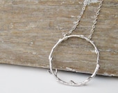 Silver Branch Wreath. Sterling Silver Chain.