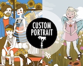 Custom Portrait - digital drawings and archival prints for individuals, families, pets, business, weddings, holidays and more