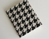 black and cream houndstooth coptic sketch journal, cream pages