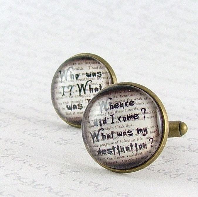 Frankenstein Cuff Links - Literary Quote - Who was I - What was I