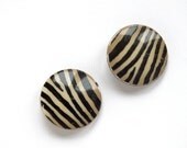 Vintage Eighties Zebra Clip On Earrings