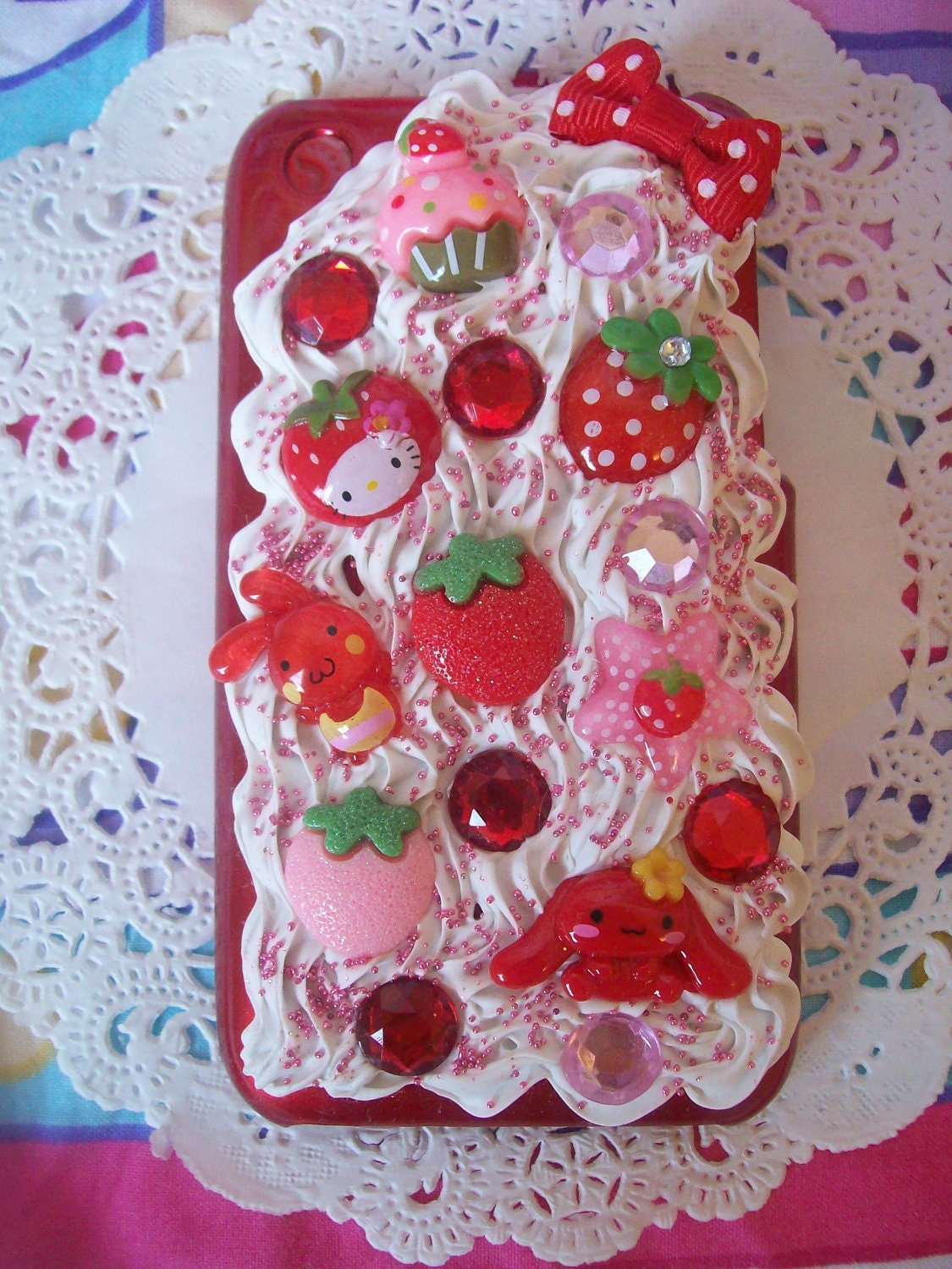 SALE - iPhone 3G or 3GS Case Decoden - Strawberries and Cream