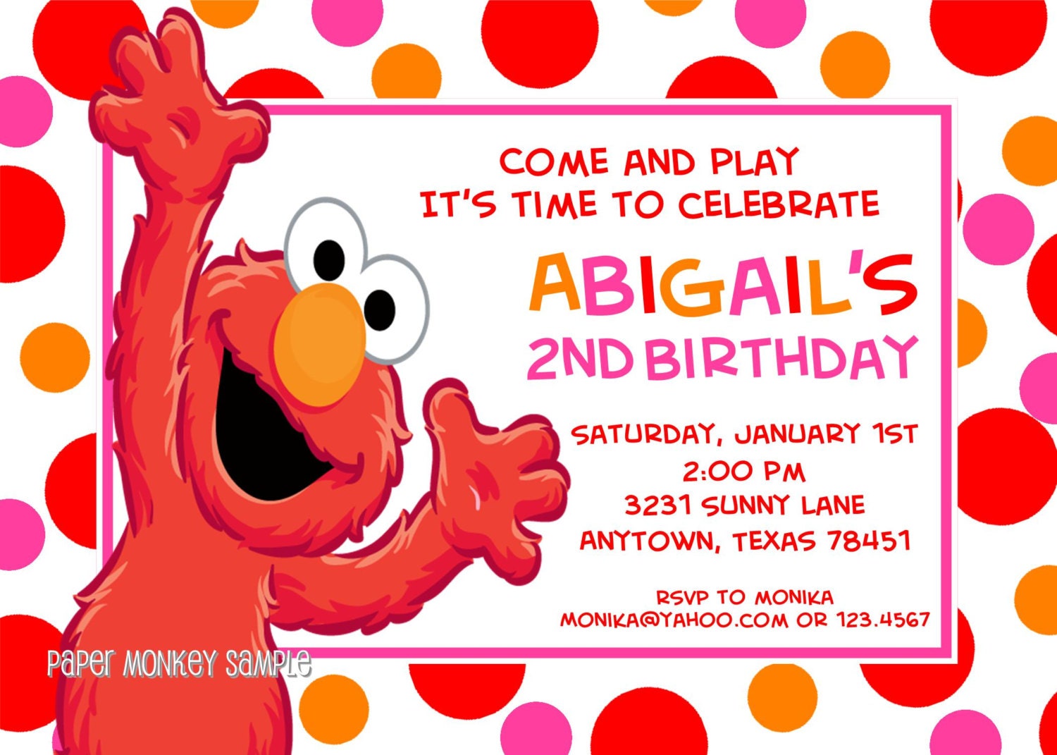 Elmo Girl Birthday Invitations Il_570xn