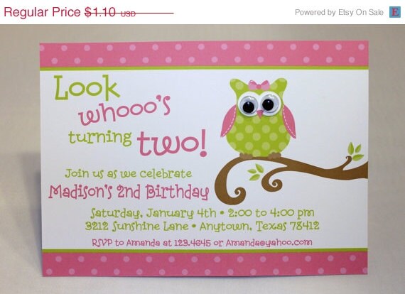 Cute Owl themed birthday party invitation with googly eyes for ANY age Il_570xn