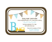 DIY Printable Construction Boy Baby Shower Party Invitation -  Matching DIY Construction party decorations available