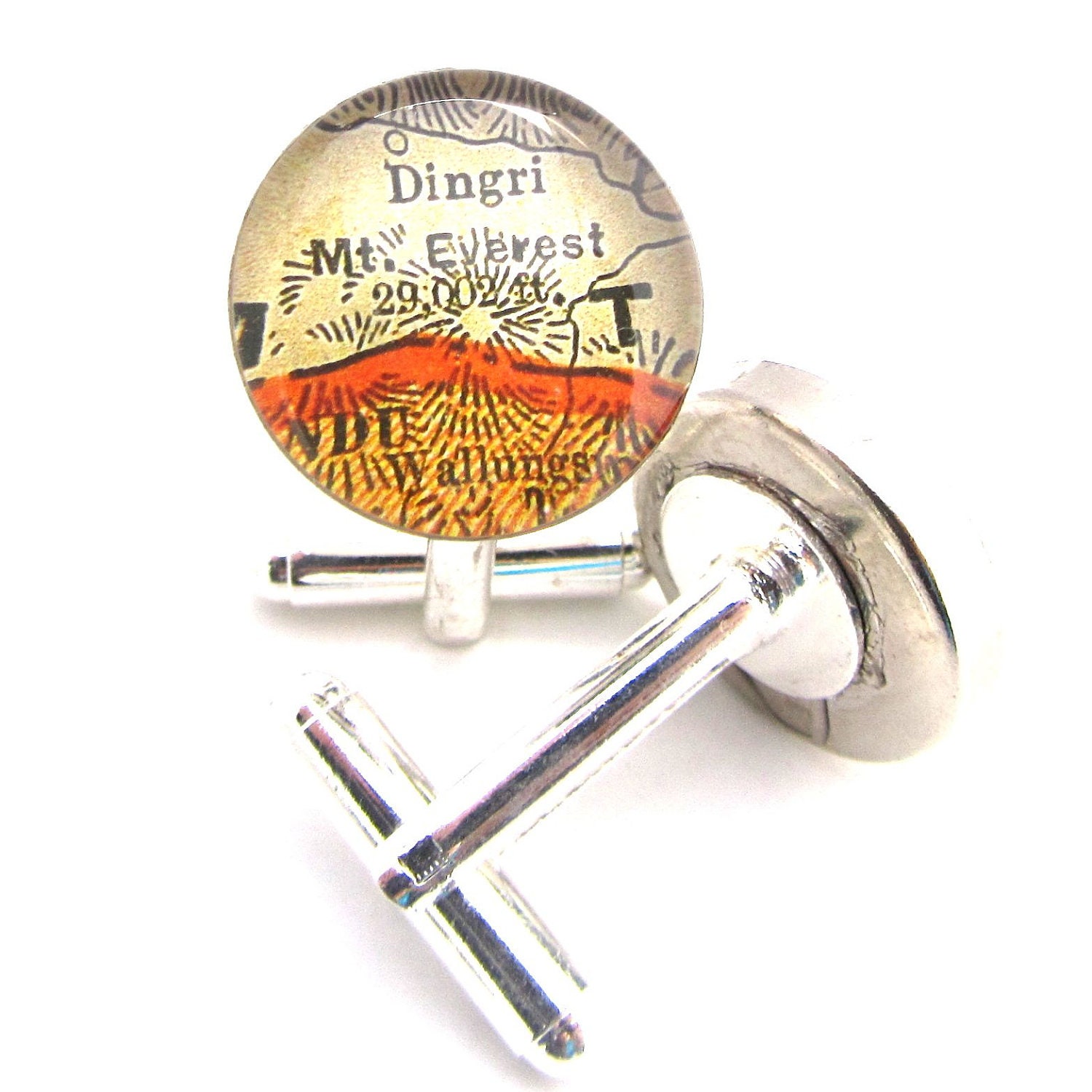 Mount Everest Vintage Map Cuff Links.
