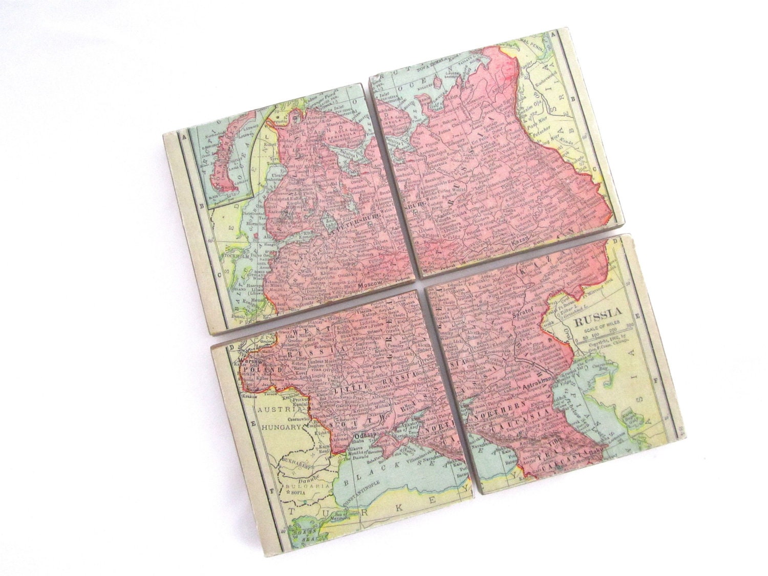 Vintage Russian Empire Map Coasters.