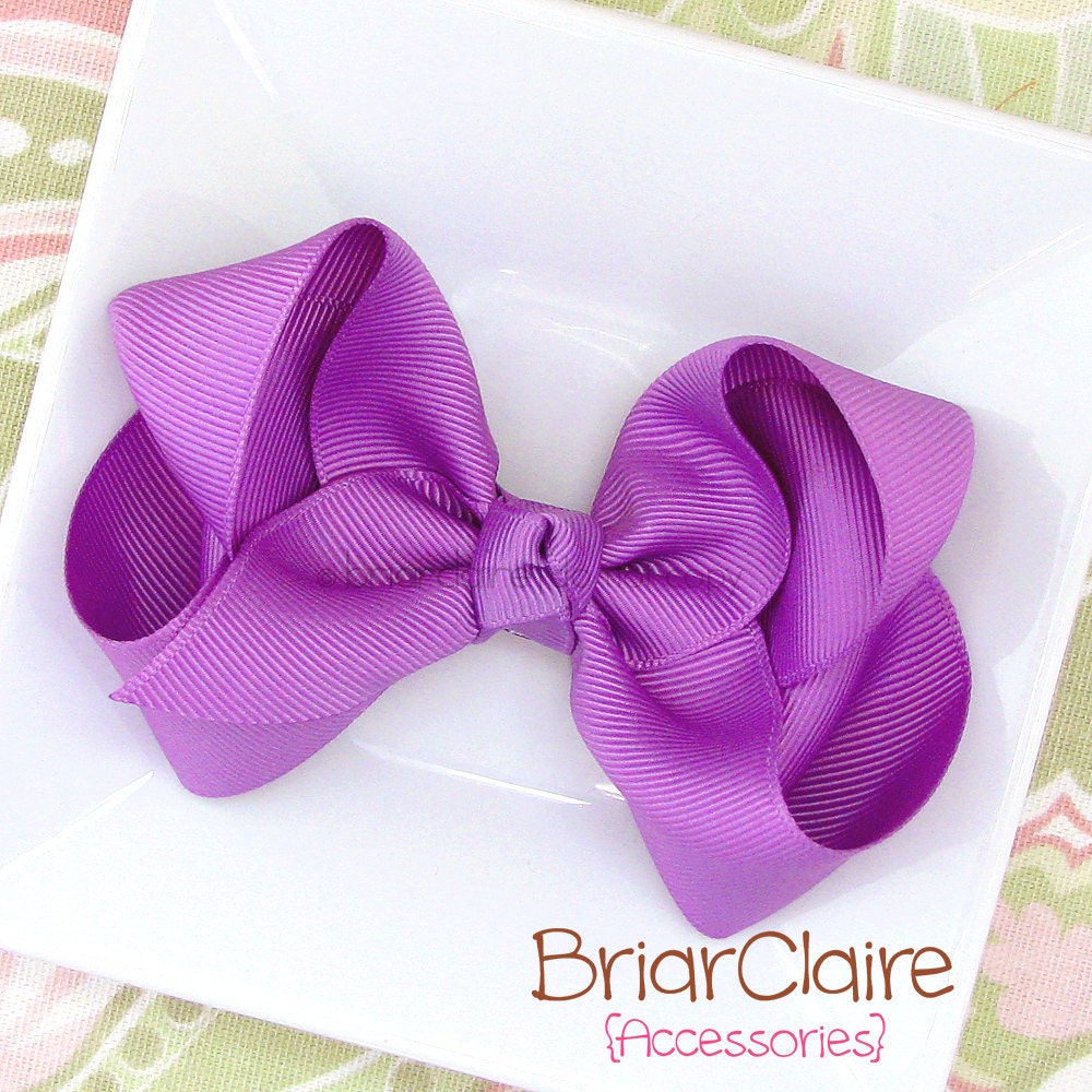 Hilary - Grape Large Classic Boutique Bow Alligator Clip