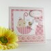 New baby girl card, baby shower, personalized, congratulations, new parents, pink white