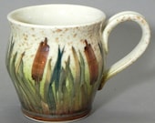 Mothers Day Pottery Porcelain Mug... Cat Tail Design for Spring