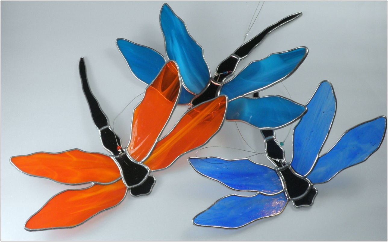 Stained glass Dragonfly Suncatcher Mobile
