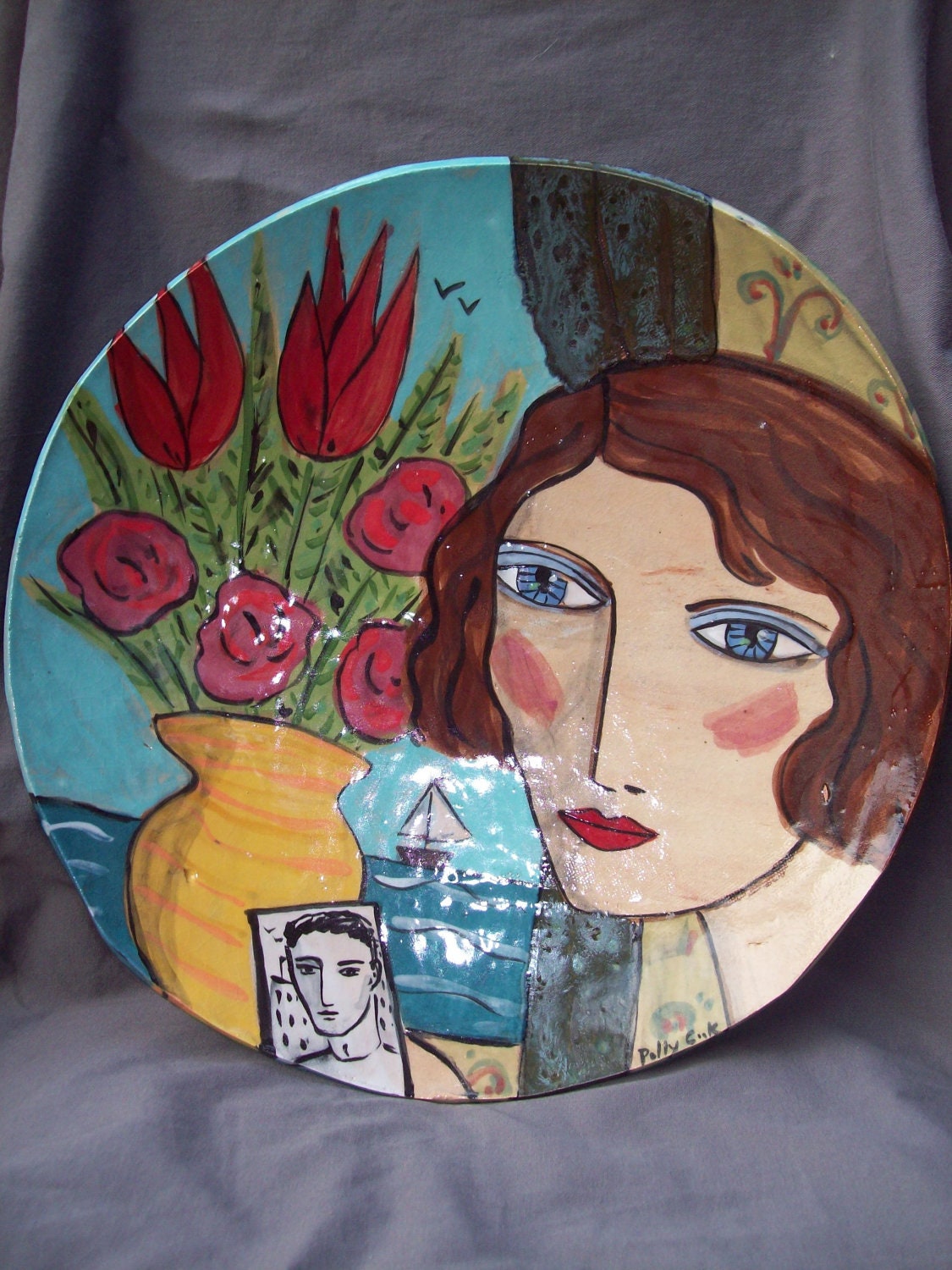woman by sea bowl