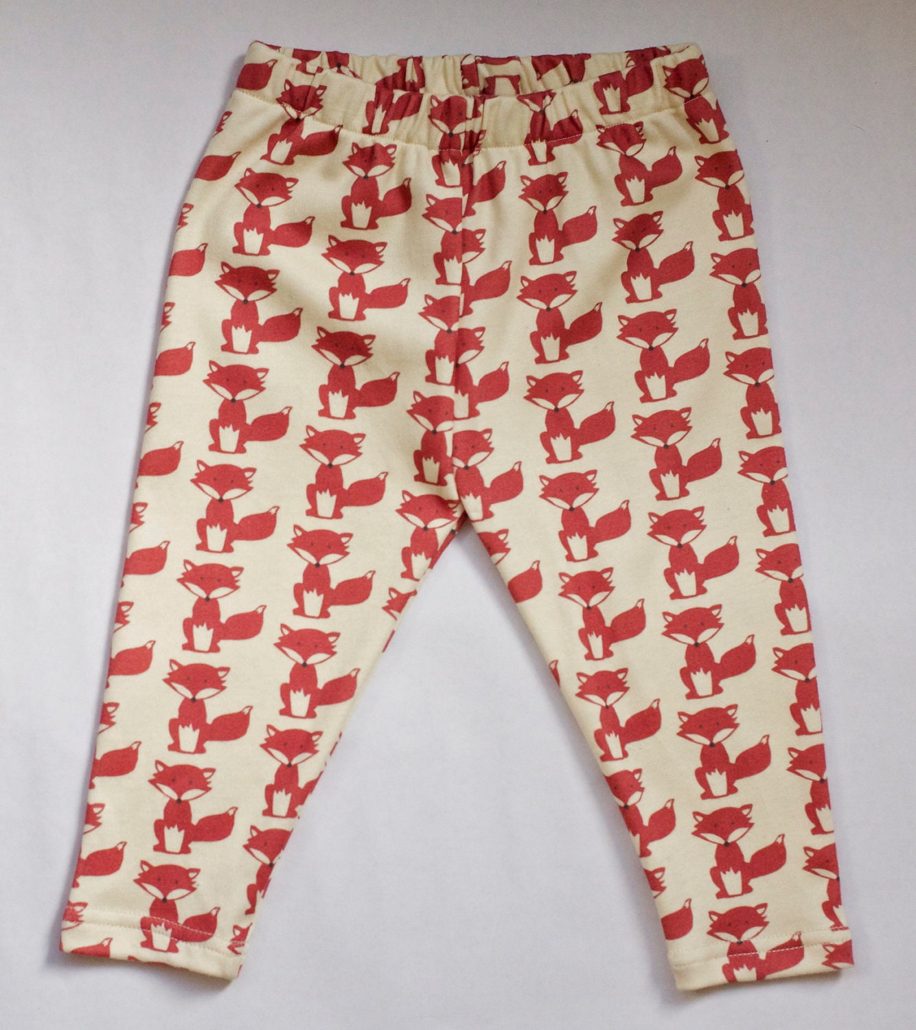 littlefour organic cotton fox print toddler leggings handmade in san francisco 2T 3T 4T 5T