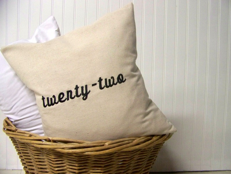 number pillow - cursive - custom - embroidered - spelled out - personalized gift - gift under 25