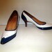 sz 8 1/2 b vintage MEZZO barefoot originals high heel shoes patin leather and leather mix