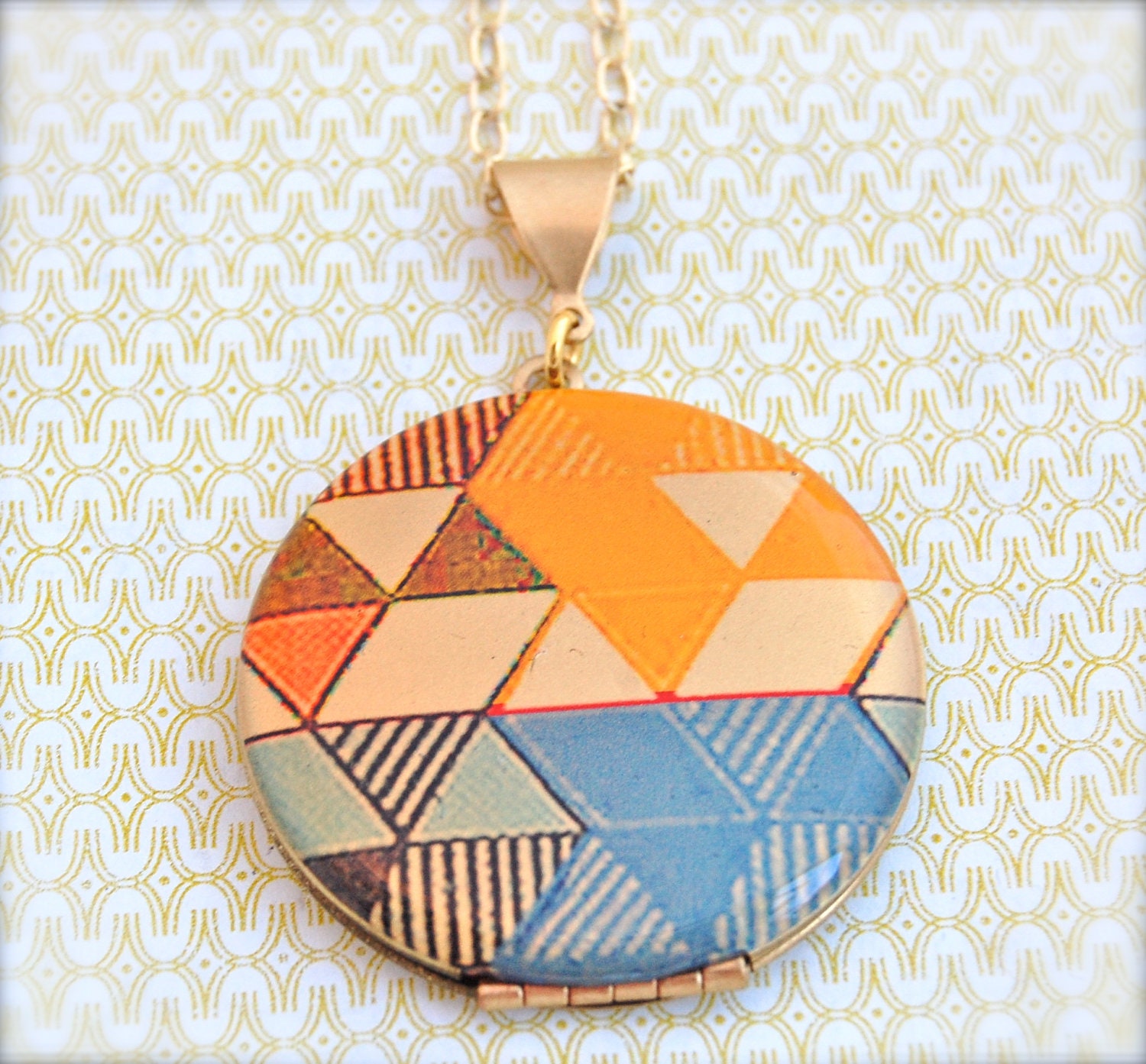 Alyson Fox Vintage Art Locket Necklace "Detail Color Study"