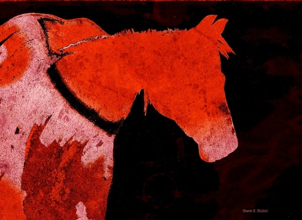 Southwest Red Horse Print Native American Totem Art 8 x 10 Giclee - GrayWolfGallery