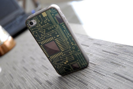 Metallic Computer Chip Custom iPhone 4 or 4s Silicone Case - unique iphone cases, back to school, tech lover, geekery