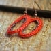 Beaded Crochet Earrings. Dark Coral and Gunmetal Beads. Lightweight Jewelry