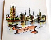 Vintage "London" Porcelain Tile, Houses of Parliament