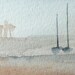 original watercolor painting of a meditative scene of sailing boats