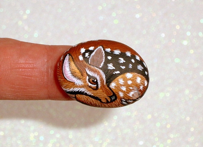 Fawn, miniature, vertical garden globe, moss terrarium, whitetail, deer, doe, rescue wildlife, museum quality, hand painted rocks