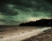 Landscape Photography Nature Green Nova Scotia Canada Ocean Dark Beach 8x12 Print Metallic Paper- Dawn of Tomorrow