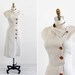 vintage 1940s dress / 40s dress / Natural Linen Wiggle Dress with Asymmetrical Collar