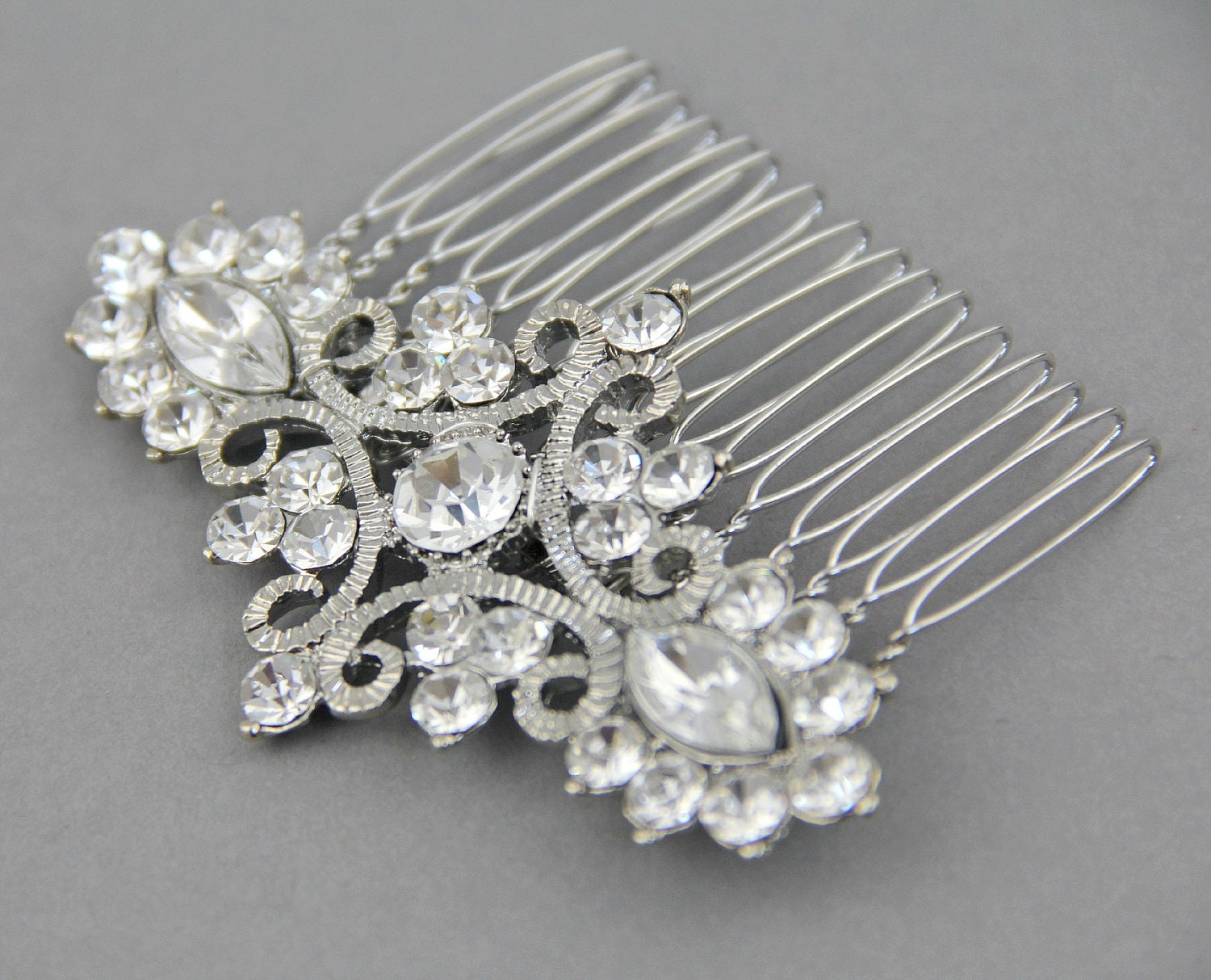 Vintage inspired wedding hair comb - crystals bridal comb ,Wedding Hair Comb, Old Hollywood Bridal Hairpiece- Style 289