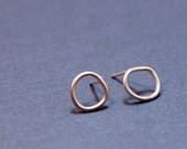 Gold Filled Organic Circle Post Earrings- Free Shipping