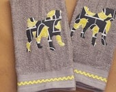Pug Embroidered Hand Towels (set of 2)