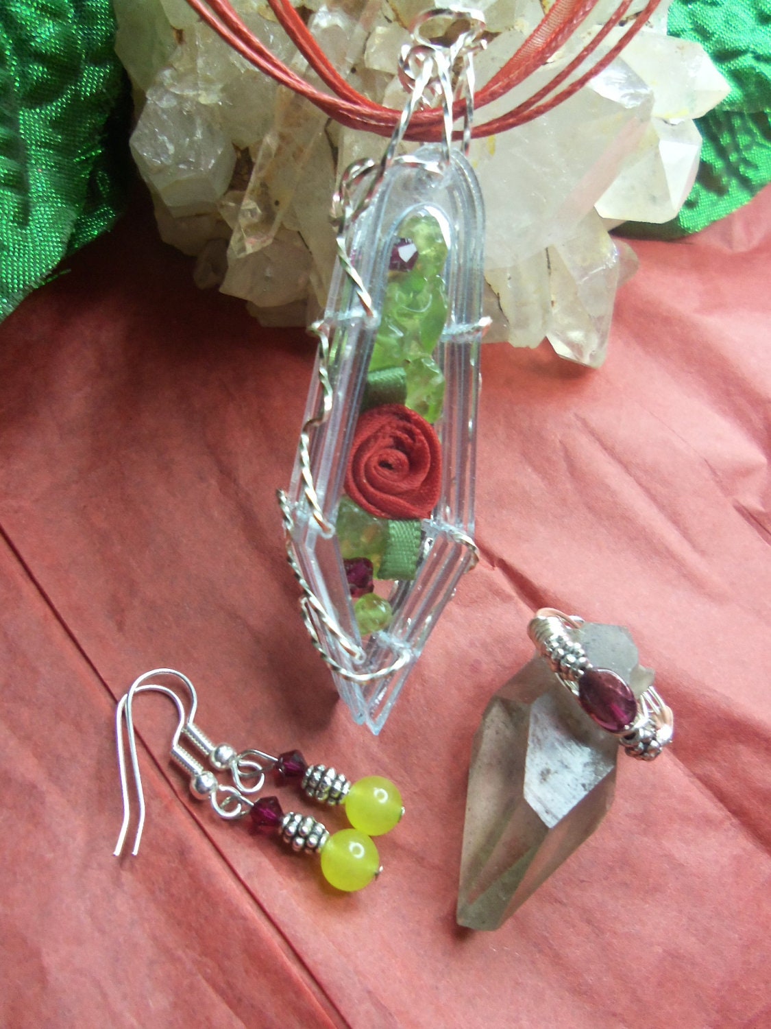 garnet rings  peridot necklace peridot pendulum healing stones garnet rings red rose necklace wire wrapped