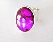 Violet paua shell and silver ring.  Wide band.  Abalone.  By Littlebearsmom.