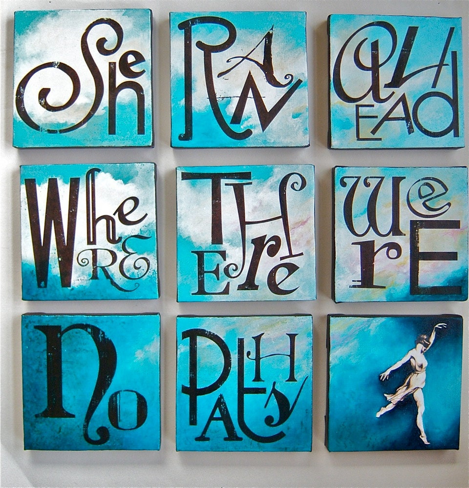 Custom Mixed Media Painting 9 pc. canvas set - you choose your colors - Daring Woman