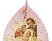 No Two leaf art look exactly alike.  Christmas Nativity on real leaf. Handmade leaf art collectible.  Unique gift