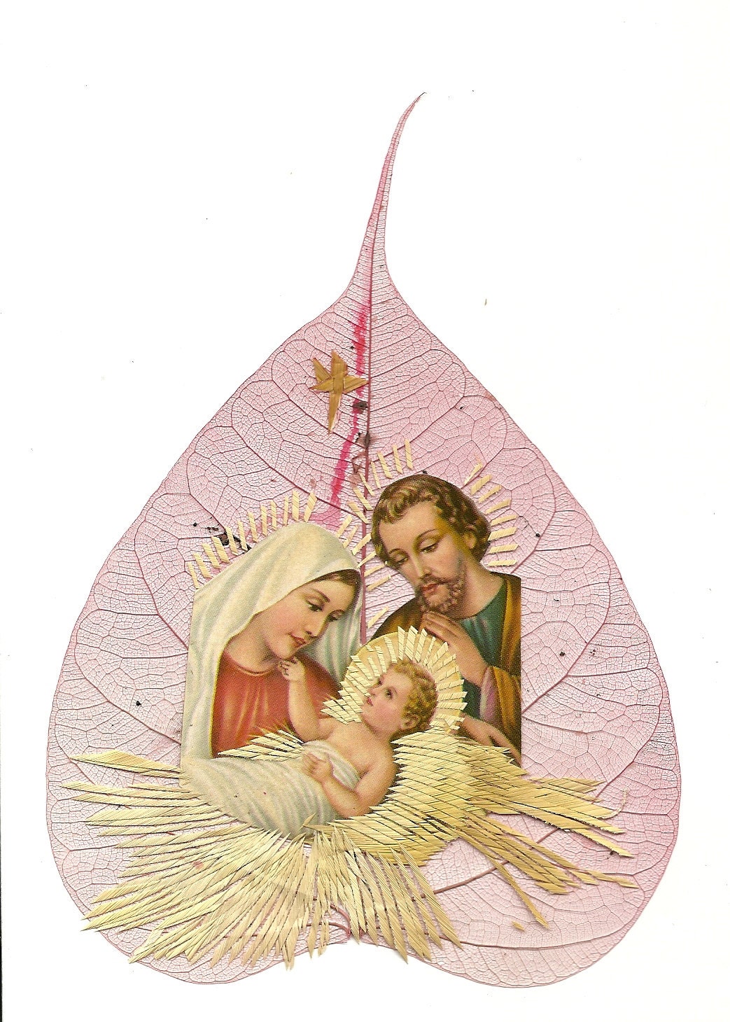 No Two leaf art look exactly alike.  Christmas Nativity on real leaf. Handmade leaf art collectible.  Unique gift