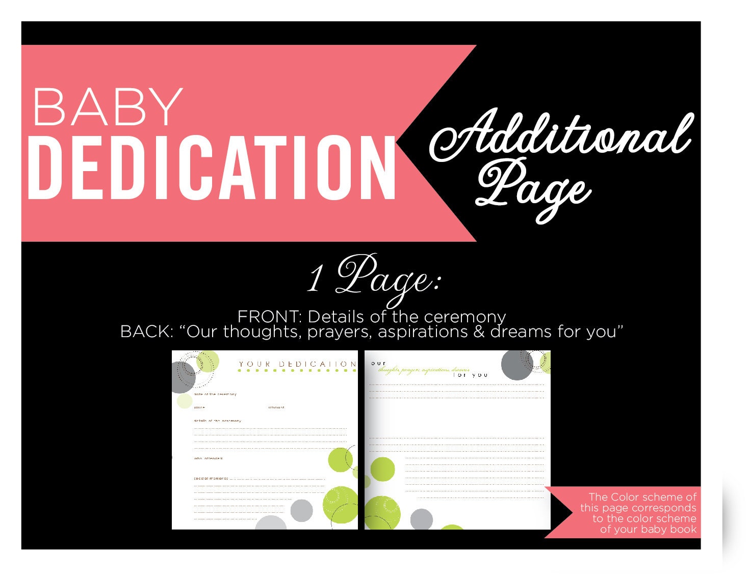 BABY DEDICATION Religious Page ... Additional Ruby Love Baby Book Page Pack