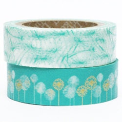 Decollections Masking Tape - Turquoise & Gold Flowers - Set 2 - Dandelion