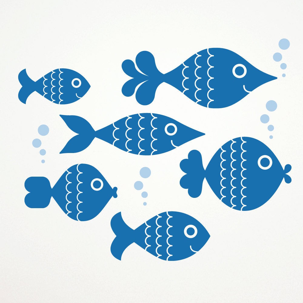 Ocean Big Fish Wall Decals, Kids Underwater Nursery: SWIM RIGHT